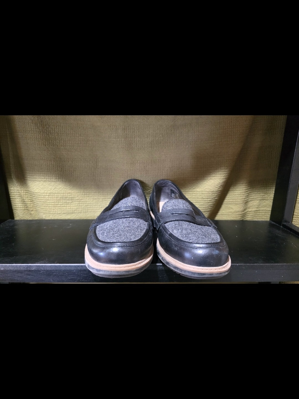 Clarks Black and Gray Women’s Penny Loafers